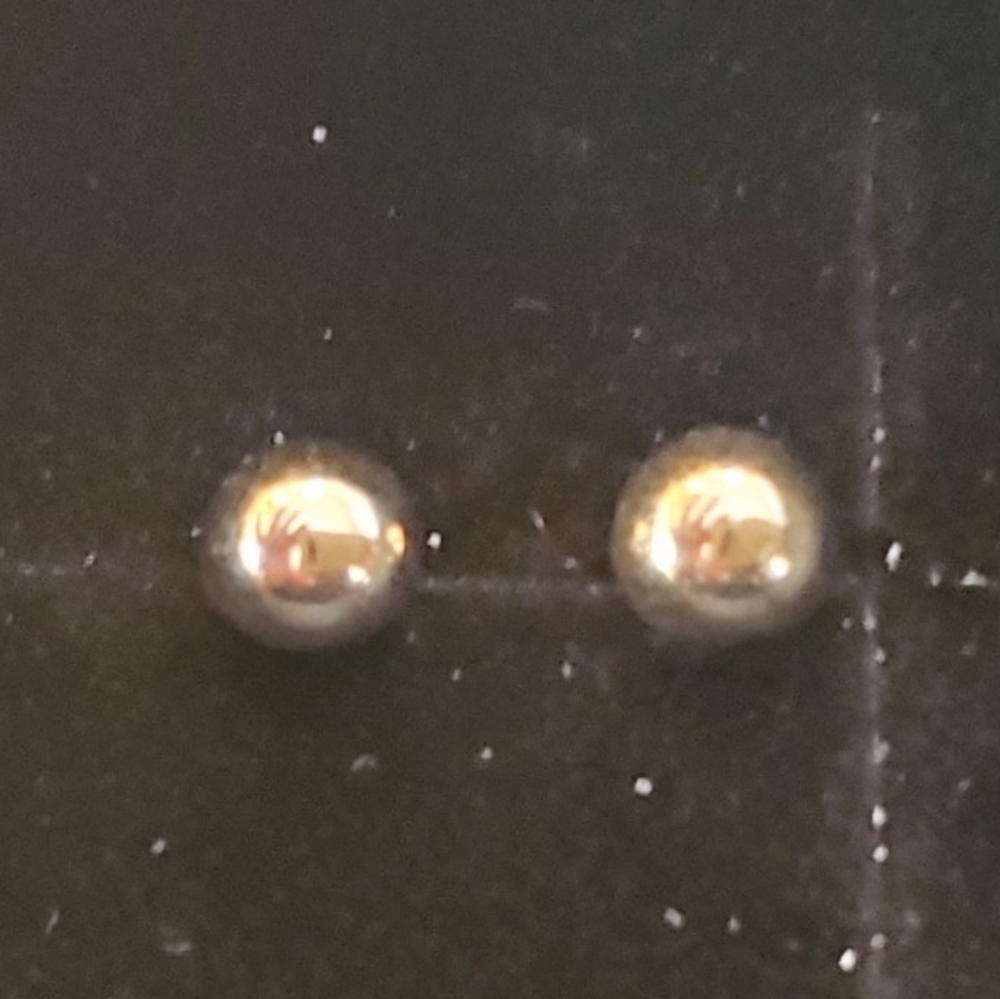 Genuine Solid 14k Yellow Gold 5mm Ball Earrings